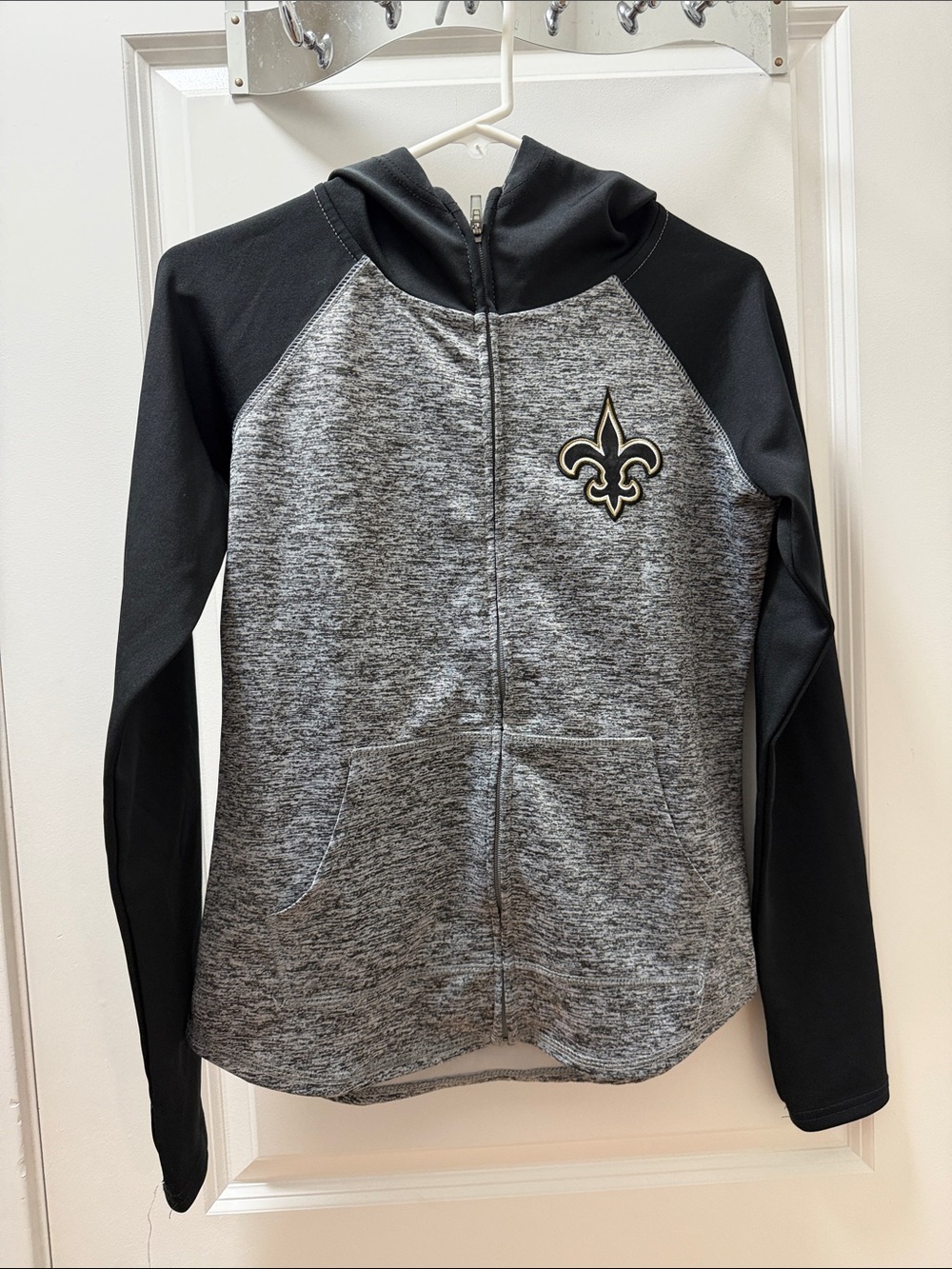 NFL Women's Gray Heather & Black Full-Zip Saints Logo Jacket